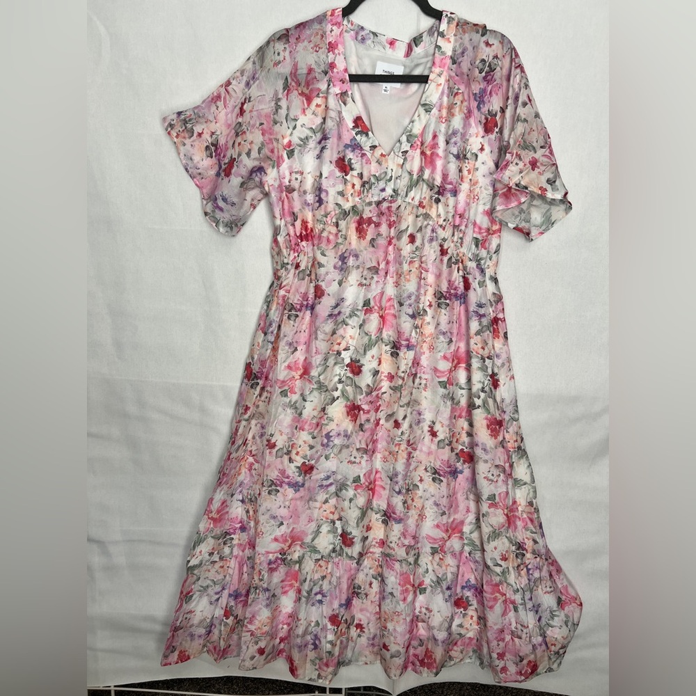 Floral Pink Maxi Dress XL NWOT by Things Between - Picture 1 of 15
